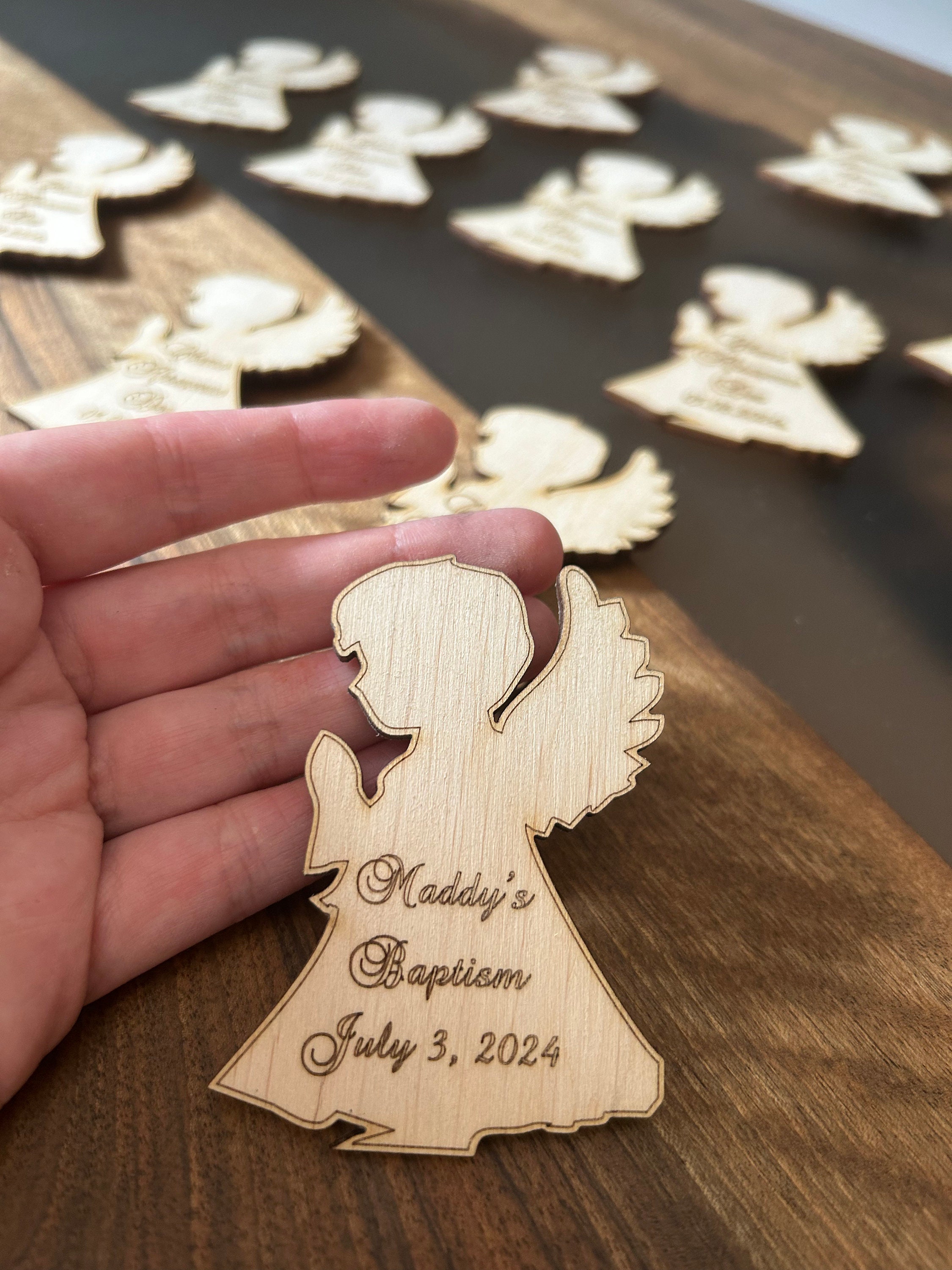 Set of 20 Angel Favors Custom Keepsake Baptism Laser Cut Thank You Gift ...