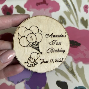 Set of 20 elephant with balloons favors | Personalized wooden magnets | Laser cut thank you gifts | Custom favors for every occasion