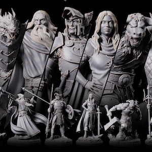 D&D Dragonlance Set: Minotaur Huma Alhana Draconic Mini&#39;s 32mm Scale 8x Character Set