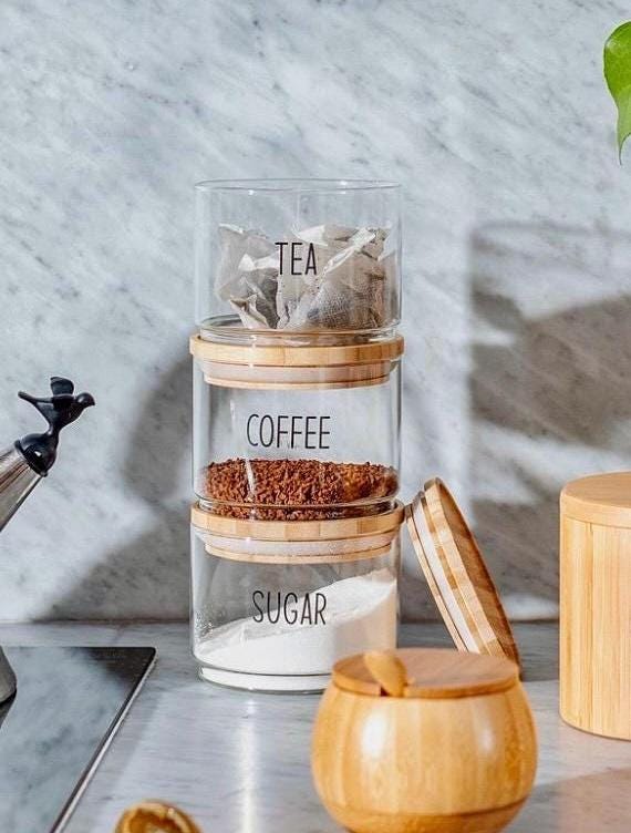 Storage Jars Stackable Tea Coffee Sugar Canisters Next Stackable