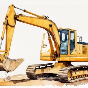 Excavator Print, Construction Prints, Digger Print, Excavator Poster, Digger Wall Art, Boys Room Wall Art, Kids Room Decor, Watercolor Art