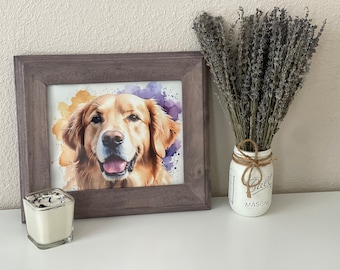 Golden Retriever Dog Wall Art, Watercolor
