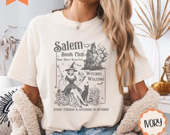 Salem Book Club Shirt | Spooky Book Lover | Bookish Halloween Tee | Salem Witches Shirt | Cute Witch Shirt | Cute Halloween Shirt