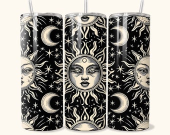 Sun and Moon Tumbler Wrap: Celestial 20oz Design (PNG Digital Download)
