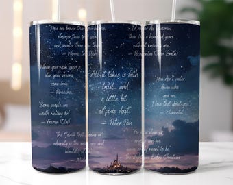 Disney Quotes Sublimation Wrap PNG, Magic Castle Tumbler Wrap, Coffee Tumbler Wrap, 20oz Sublimation Wrap, Princess Tumbler Wrap