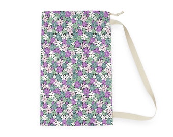 Purple and Green Floral Laundry Bag