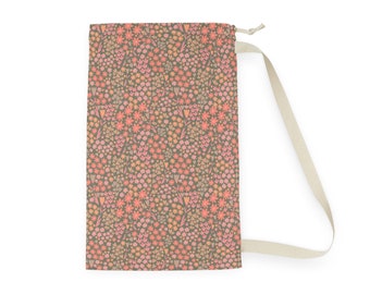 Vintage Coral Floral Laundry Bag