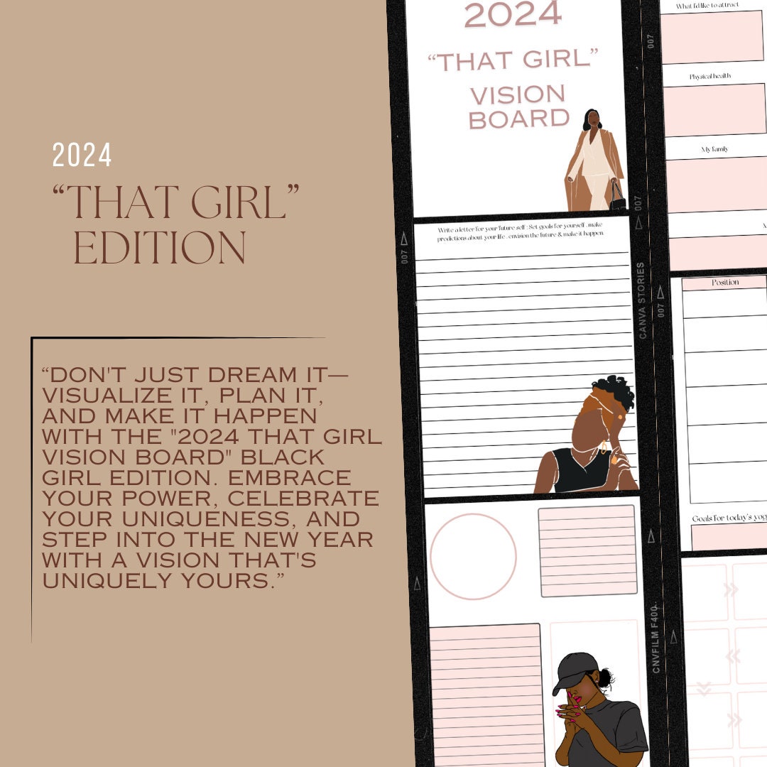 Black Woman's Vision Printable Vision Board Book 2024 Planner Budget  African American Women Digital 