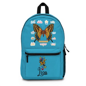 Custom Name Butterfly Backpack: Teen Girl Affirmations School Bag