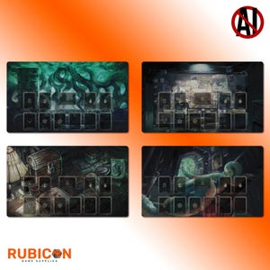 Tappetino da gioco compatibile con Arkham Horror LCG Investigator, contenuto per fan, 24" x 14", accessorio da tavolo a tema, grafica originale, senza IA