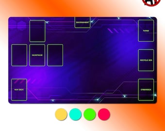 Neuroscape TCG Playmat 24" x 14" or 28" x 14" Tactical Cyberpunk Card Game Mat Personalized Gift
