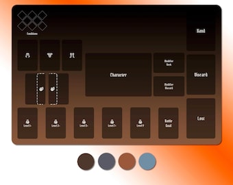 Gloomhaven player mat, compatible with Frosthaven & Jaws of the Lion, neoprene dashboard, stitched edges, 18x12 fan-made accessory