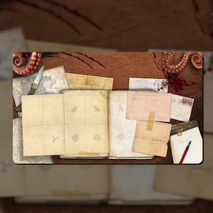 Tappetino da gioco Arkham Horror LCG Investigator, Paul Nojima, 24" x 14" (600 x 350 mm), accessorio compatibile