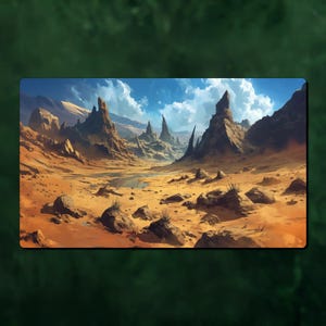 Tapete de juego TCG, temática Dual Lands, 24" x 14" (600 x 350 mm), accesorio de juego de cartas de mesa con temática de neopreno, MTG