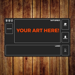 Tapete de juego para Magic the Gathering Commander, EDH, zonas de juego, usa tu propio arte, 600 x 350 mm (24" x 14")
