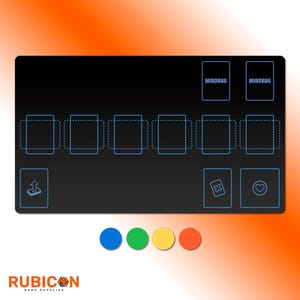 Mindbug-speelmat, 24 x 14 neopreenmat met gestikte randen, antislip rubberen achterkant, oranje geel groen blauw, compatibele ventilatoraccessoire