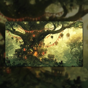 Tapis de jeu TCG, thème Bloomburrow, Woodland Haven, 24 x 14 po (24 po. x 14 po.) (600 x 350 mm)
