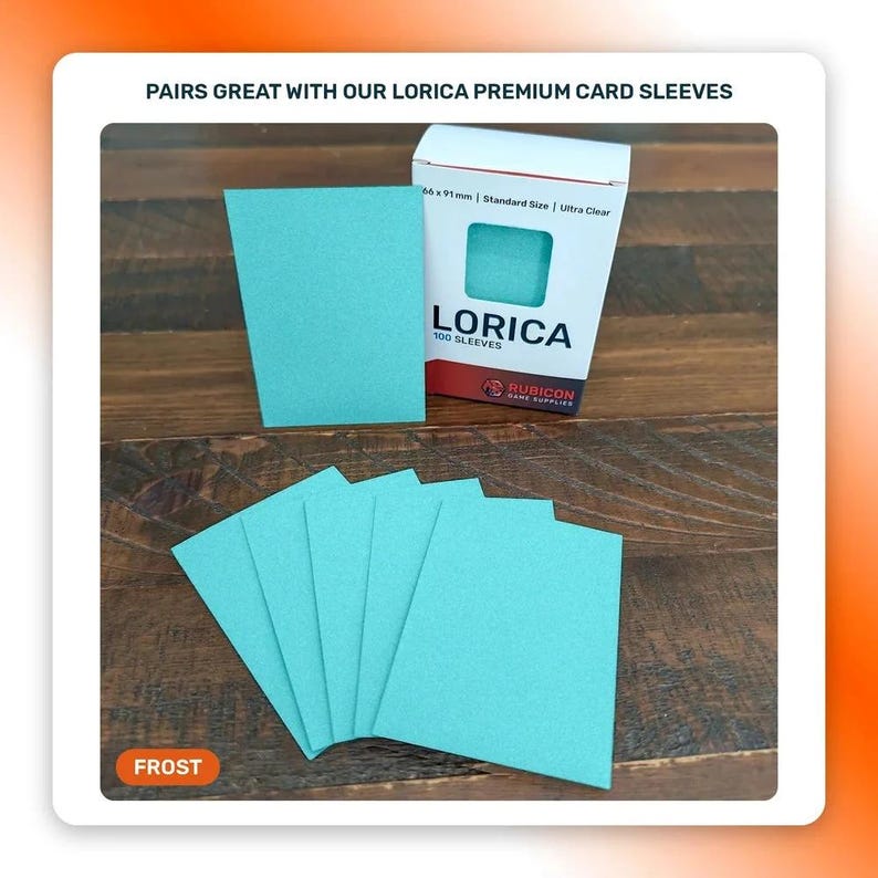 Lorica Premium Card Sleeves in Frost, 100 pack, standard size, pairs with this playmat