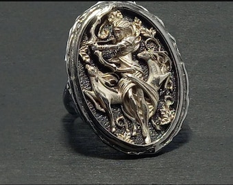 Artemis Ring, Diana Greek goddess of the hunt, Hellenic, Ancient Greek mythology