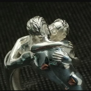 Men kiss ring, gay men love jewellery, silver 925, sex and romance jewelry