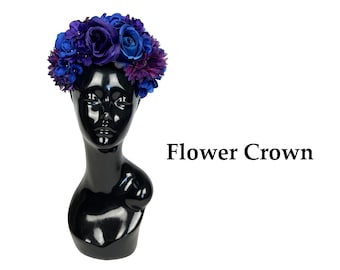 Blue and Purple Flower Crown -  Floral Headband