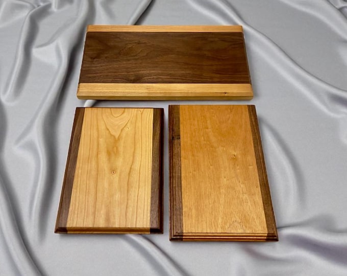 Two Tones Wall Display Plaques Blanks, Solid Wood NO IMITATION STAIN, Tabletops, Unfinished or Finished, Keyhole Slot, 5 Edge Designs.
