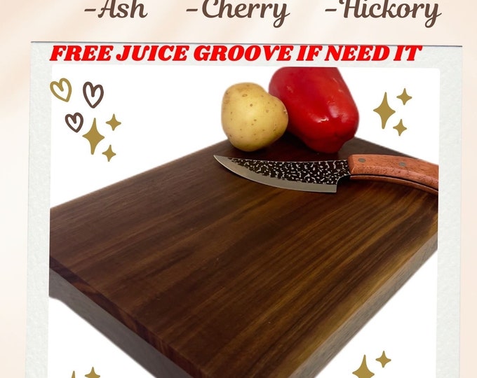 Solid Single Piece Chopping Board, No Glue No Joints, Cutting Board, Golden Feet, Serving Board, 10 Hardwoods Available