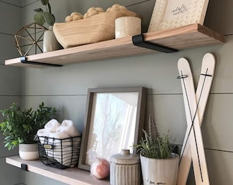 Solid Wood Floating Shelf, Custom Size Wall Shelf, Walnut White Oak Hardwood Shelf, Modern Kitchen Storage, Farmhouse Bathroom Decor
