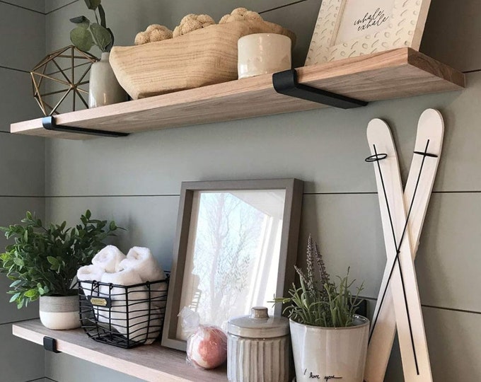 Solid Hardwood Shelfs, NO IMITATION STAIN, 6 Type of Wood, 4 Type of Brackets. Finished or Unfinished. Pick Hardwood, Size and Finish.