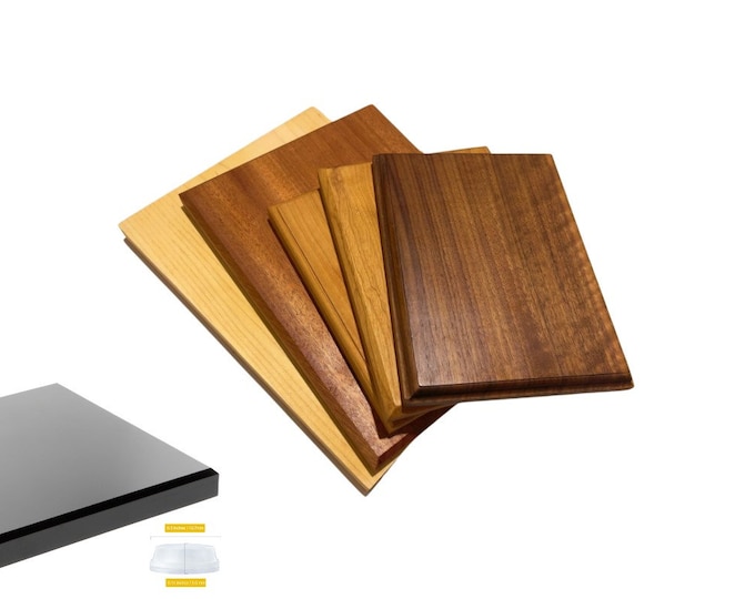 Wall Display Plaques, Solid Wood NO IMITATION STAIN, Display Base, Unfinished or Finished, Keyhole Slot, 11 Type of Woods, 5 Edge Designs.