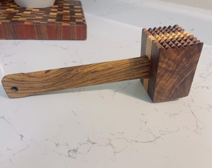 Wooden Meat Pounder Mallet – Handcrafted Meat Tenderizer | Walnut, Maple & Zebrawood