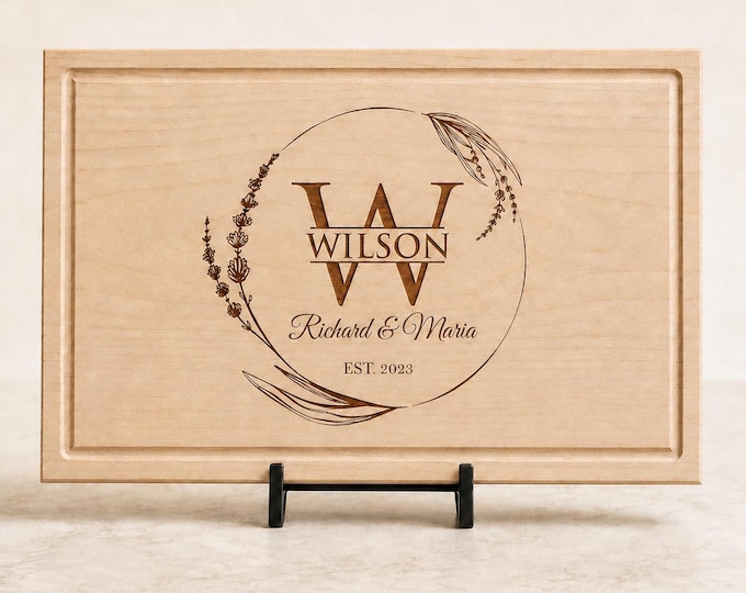 Custom Engraved Solid Hardwood Cutting Board: Walnut, Maple, Cherry or Sapele