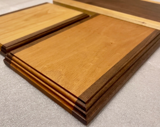 Two Tones Wall Display Plaques Blanks, Solid Wood NO IMITATION STAIN, Tabletops, Unfinished or Finished, Keyhole Slot, 5 Edge Designs.