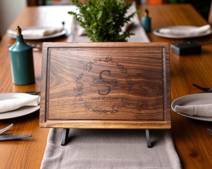 Personalized, Custom Engraved Cutting Board Charcuterie Board, Mother’s Day Gift, Wedding Gift, Walnut, Maple, Cherry, or Mahogany Sapele.