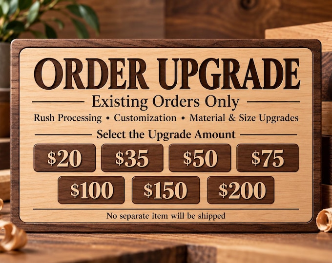 ORDER UPGRADE – Rush Processing, Customization, Material Upgrade or Additional Service – Existing Orders Only