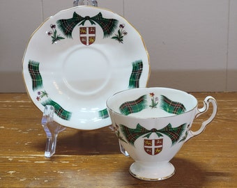 Royal Adderley Newfoundland Tartan Tea Cup and Saucer Pattern #H1291 Pitcher Plant Floral Emblem