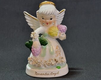 Vintage Napco November Angel of the Year, Spaghetti with Vegetables, Grapes, Squash