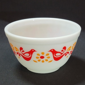Pyrex, motif amitié, oiseau et marguerite, bol à mélanger n° 401, 1 1/2 pt.