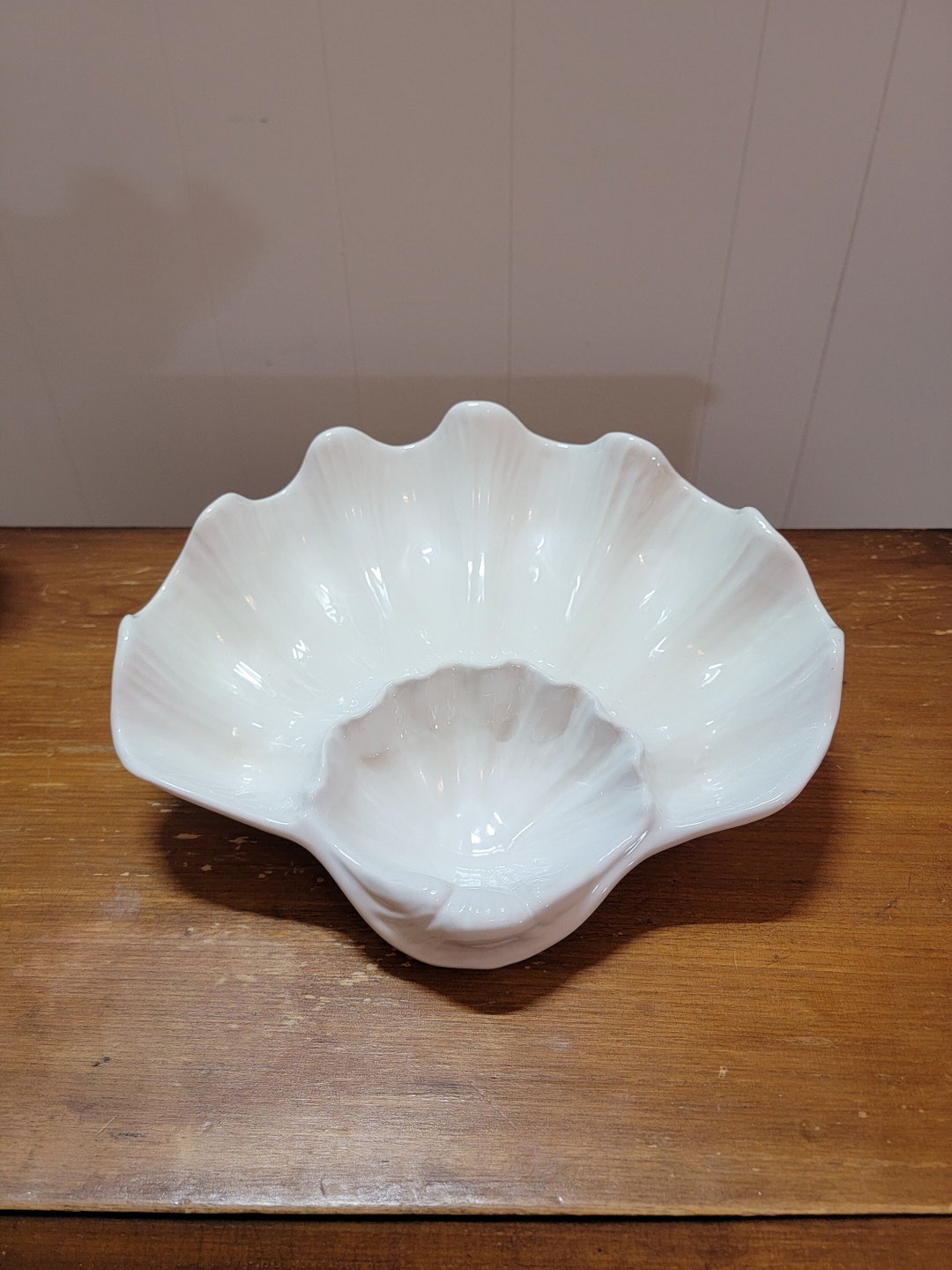 Vintage Shell Stoneware Serving Platter Dip Dish Etsy