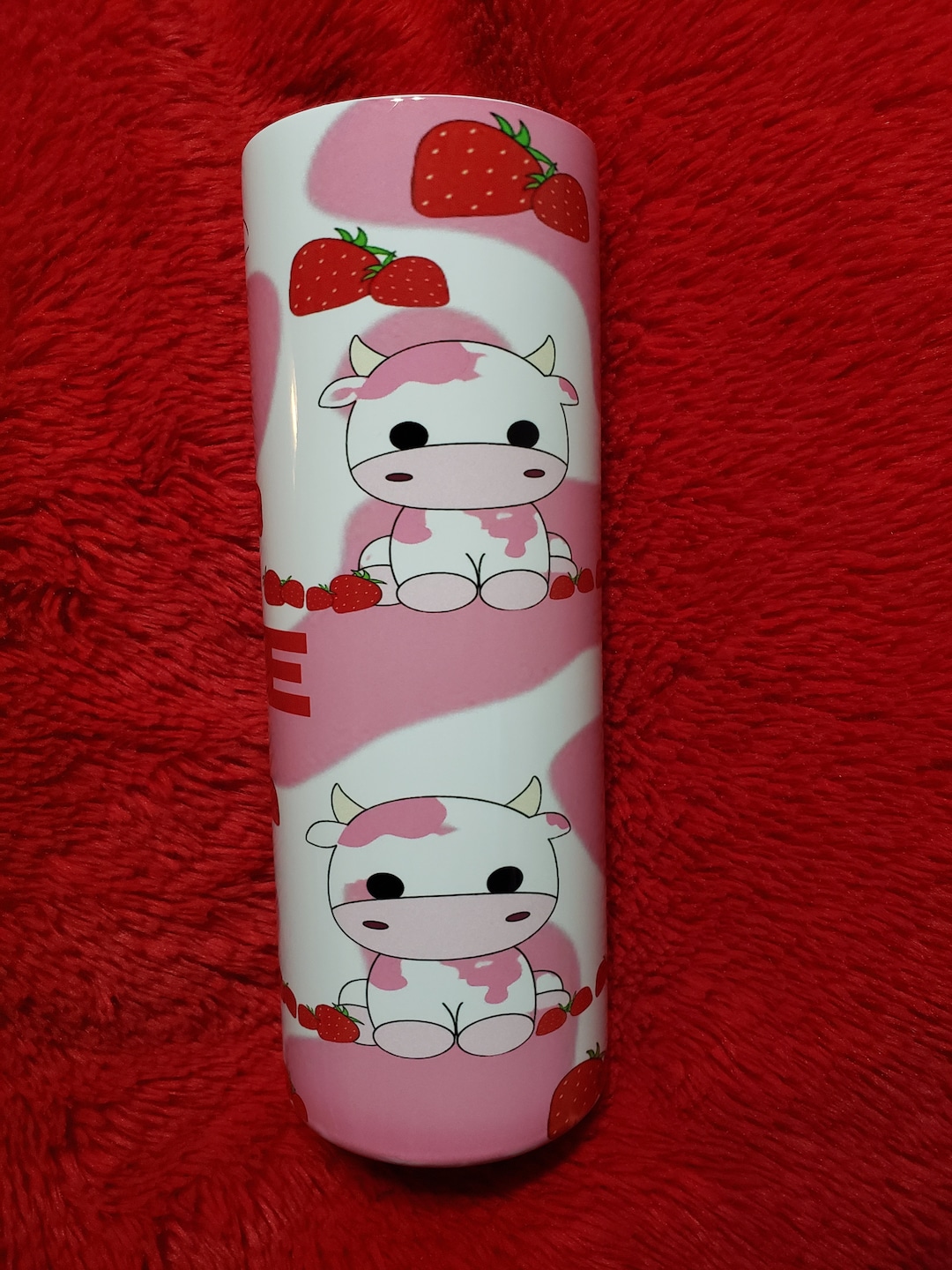 Pink Strawberry Cow PNG File for 20oz Skinny Tumbler Etsy