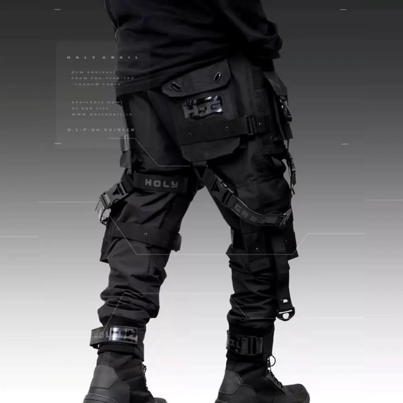 Techwear Cargo Pants: Cyberpunk Streetwear Utility Pants With Straps - Etsy