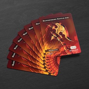 Lot de 8 jetons MTG Bloodforged Battle-Axe - Cartes premium au toucher doux de la série Evoke the Art : Bespoke, fabriquées à la main par un artiste talentueux