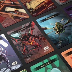 Set de démarrage de jetons MTG - 10 cartes premium douces au toucher - 19 jetons de la série Evoke the Art : sur mesure, fabriqués à la main par un artiste talentueux