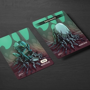 MTG Incubate Token - Frente e Verso em Papel Cartão Premium Soft-Touch, da Série Evoke the Art: Bespoke, Feito à Mão por um Artista Talentoso