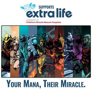 Tapete de juego TCG: Token Tapestry de Evoke the Art - Collage de arte vívido, neopreno grueso de primera calidad con bordes cosidos. ¡Apoya la organización benéfica Extra Life!