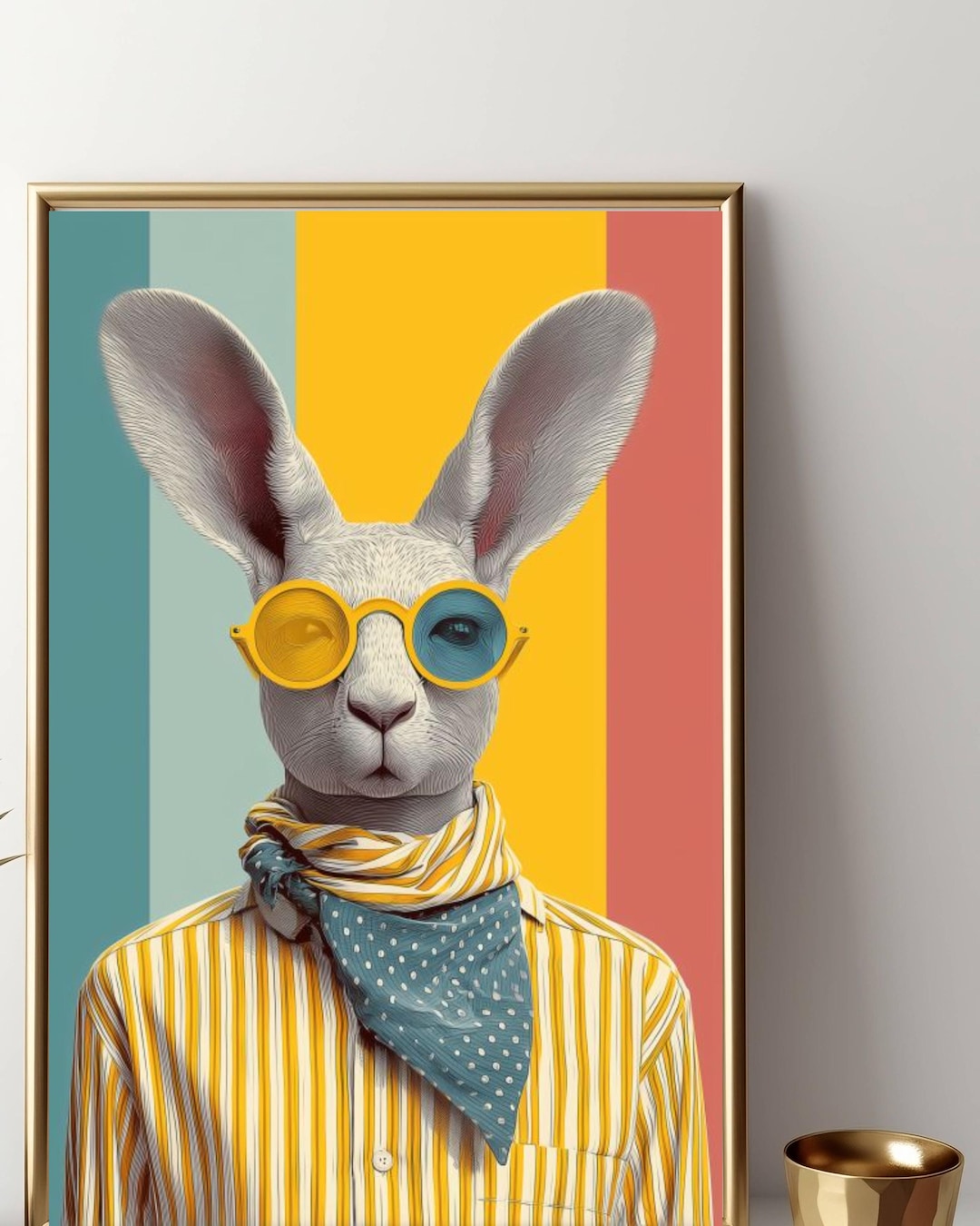 Contemporary Rabbit Designs Mid-century Modern Rabbit Wall Art – Retro Anthropomorphic Animal ...