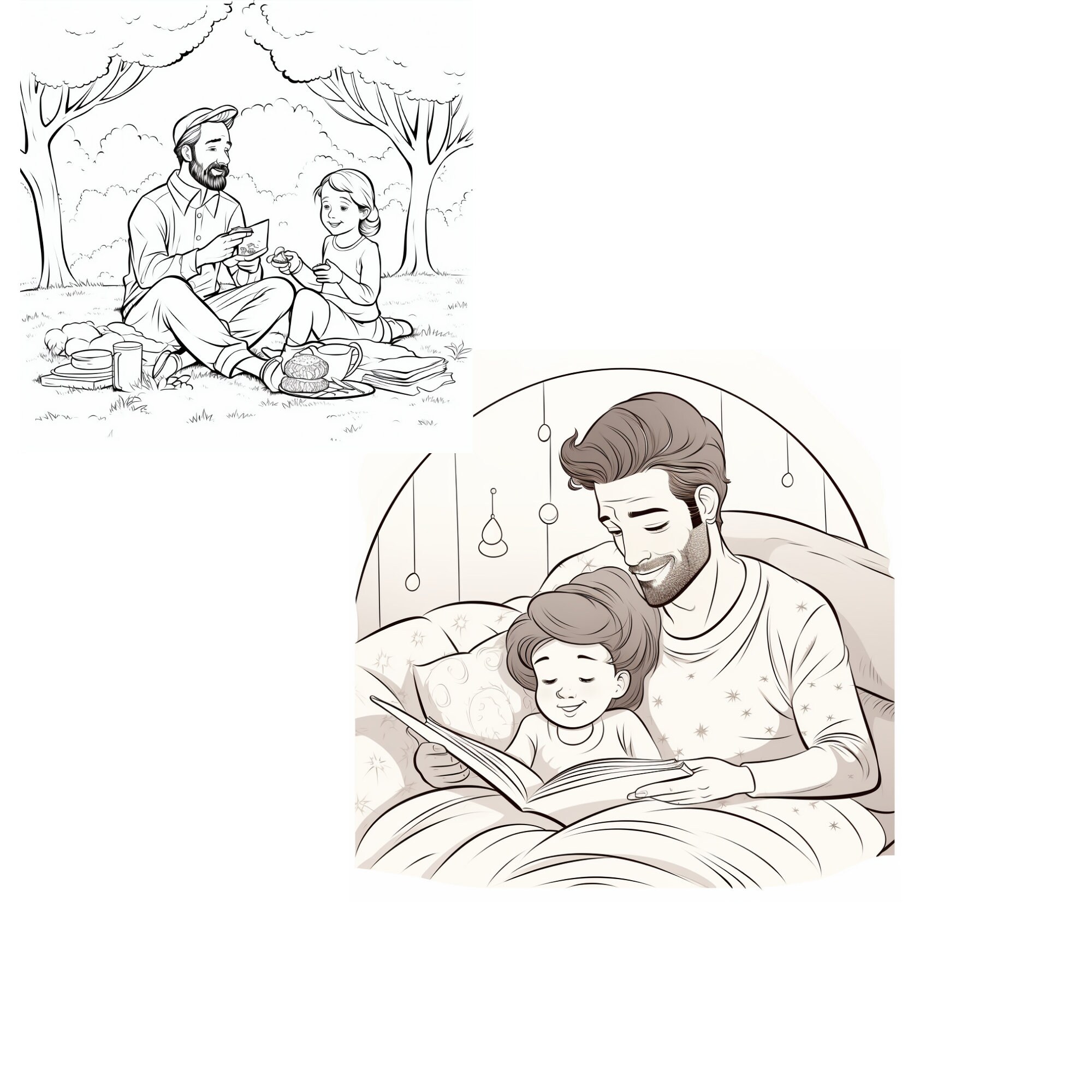 COLORING PAGES Father Daughter Coloring Pages Father's Love - Etsy