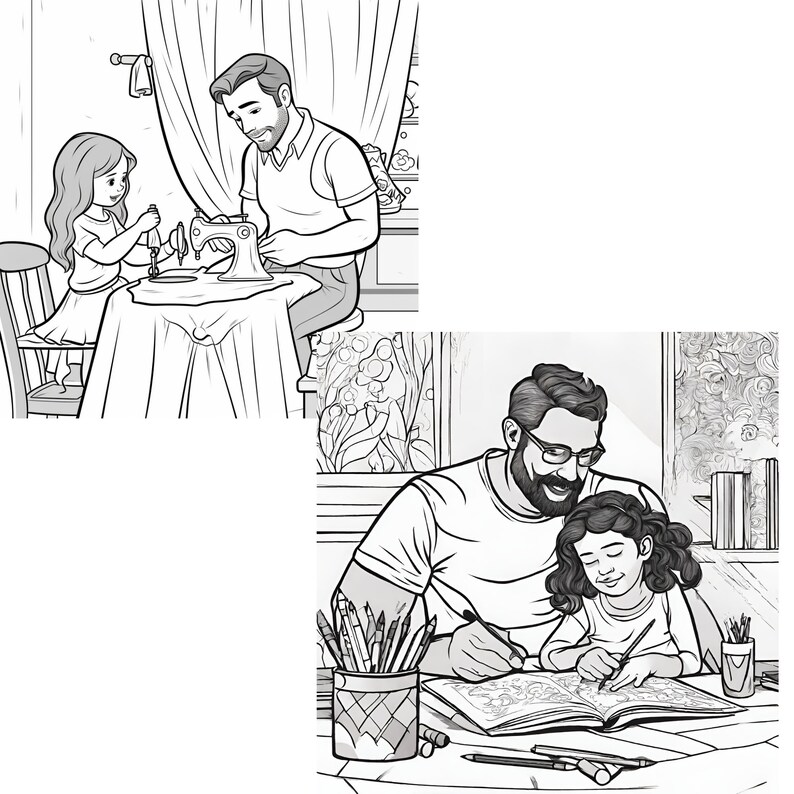 COLORING PAGES Father Daughter Coloring Pages Father's Love - Etsy