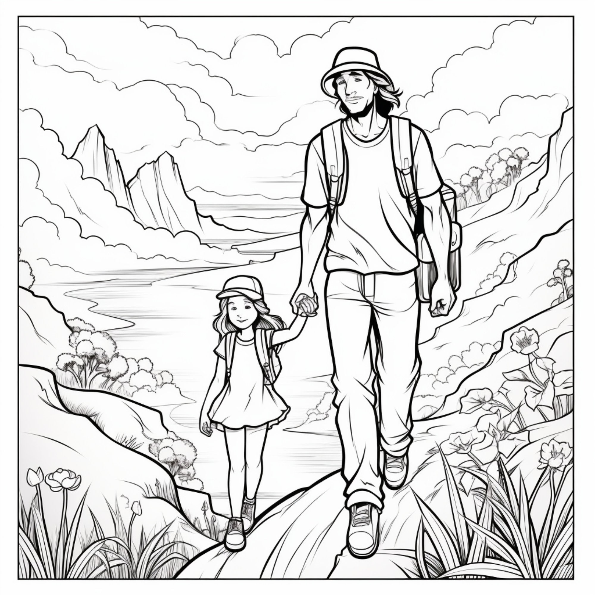 COLORING PAGES Father Daughter Coloring Pages Father's Love - Etsy