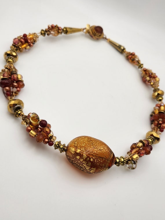 Rare Hand blown Italian Glass, Necklace with Pear… - image 1